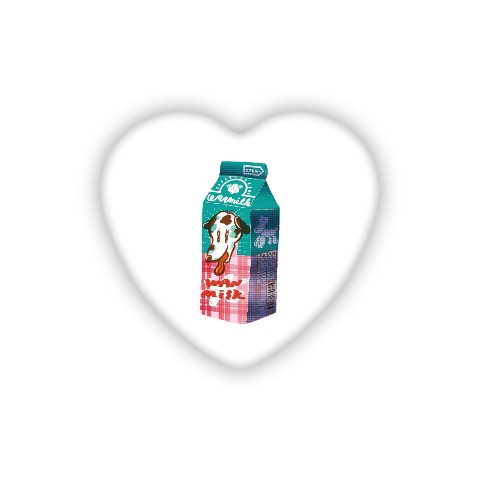 【HOHOEMI】缶バッチ　ハート形　ミルク
