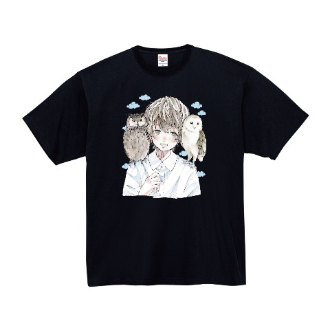 【アニマルハウスユーキ】Tシャツ　フクロウ　XL　BLACK