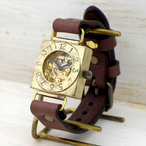 【手作り腕時計】BHW049 手巻きBrassスクエア【完全受注生産】