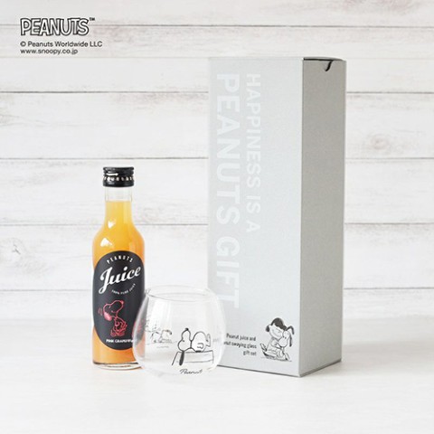【スヌーピー】PEANUTS Juice + Tumbler glass Gift Box PINK GRAPEFRUIT