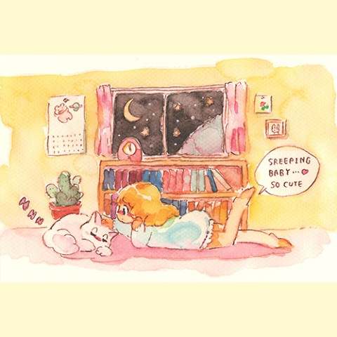 【 Milky Cosmos（by おのしのぶ）】ポストカード　sleeping baby