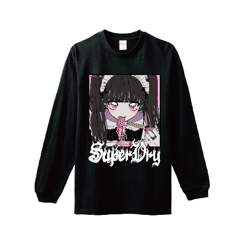【Super♡Dry】ロンT 地雷系 黒（Lサイズ）