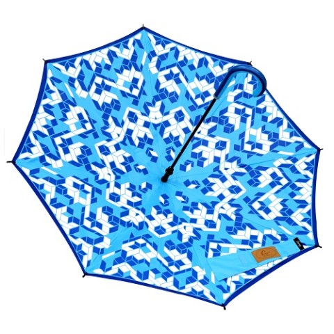 【Carry saKASA】 CityModel ブルー/ブルー（柄） ★逆転発想の画期的な傘