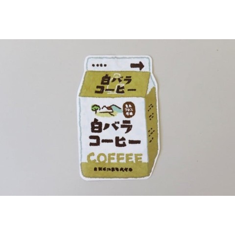 【大山乳業農協】手書き風 白バラコーヒーステッカー(大)