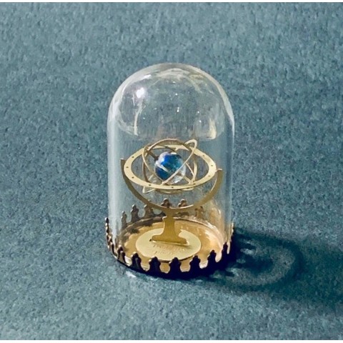 天球儀 -Armillary sphere-アクアオーラ(水晶)-ミニガラスドーム入り完成品