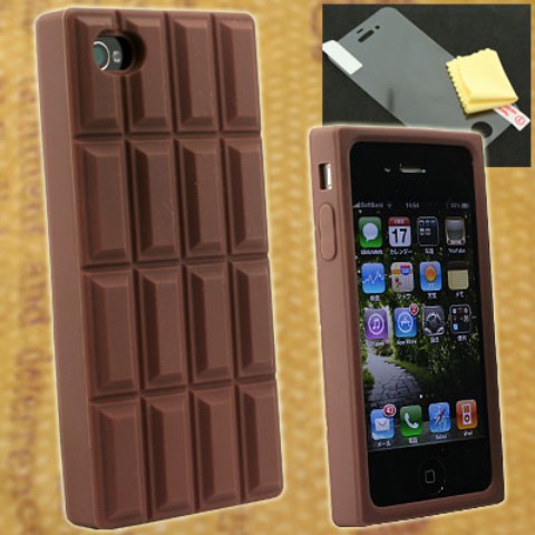 iPhone4専用◆：：APEX：： 本物そっくりdeスイート♪チョコレートシリコンケース（みんな大好きミルクチョコ）