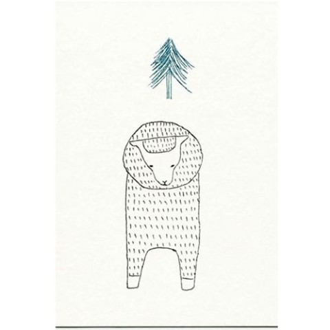 【絵と木工のトリノコ】羊と木-ガリ版ポストカード