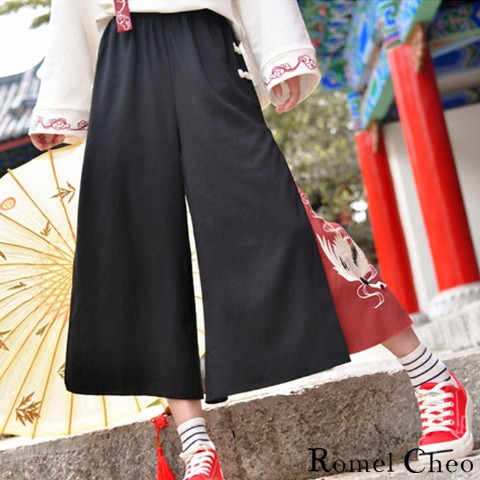 【RomelCheo】チャイナレイヤード風ガウチョ #袴パンツ