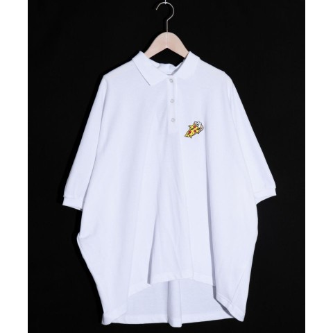 【ScoLar Parity】ピザクマ刺繍BIGポロシャツ / オフホワイト