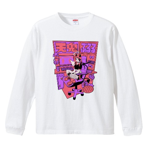 【天鬼ぷるる】ロングスリーブTシャツ WH（Mサイズ）＜POP風ブロマイド付き＞