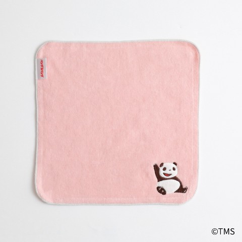 【パンダコパンダ】ボア刺繍ハンカチ（ピンク）