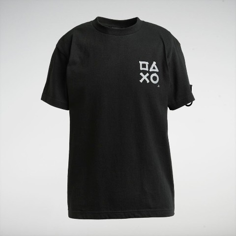 筆文字プリント TシャツA / PlayStation™ ブラック - XL