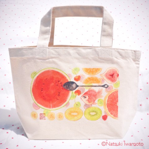 【花金魚園】フルーツと金魚のミニトートバッグ