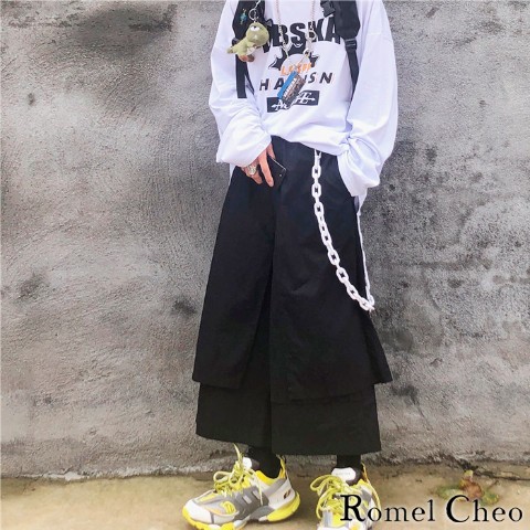 【RomelCheo】袴レイヤードワイドパンツ